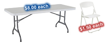 table and chair rentals