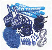 team spirit items, pom poms, school spirit